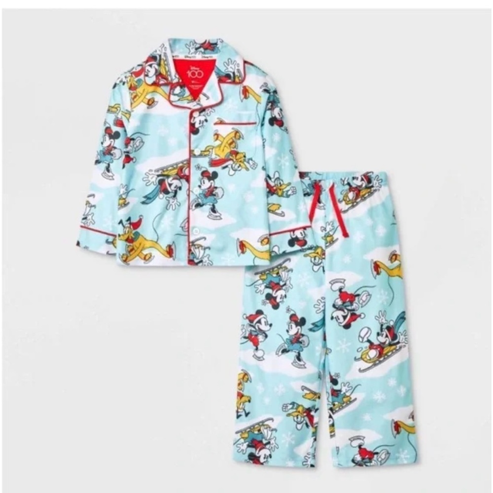 Disney Mickey Mouse & Friends Matching Family Pajamas SZ 18M Cozy Winter 2pc NEW - Picture 1 of 4